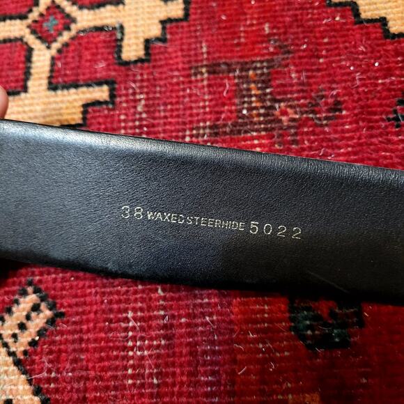 Harness House Black Steerhide Leather Belt with Copper Tone Buckle Sz 38 - Picture 2 of 5